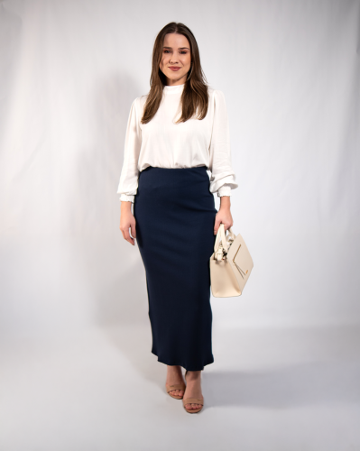 Saia Reisen Canelada Midi Azul Marinho