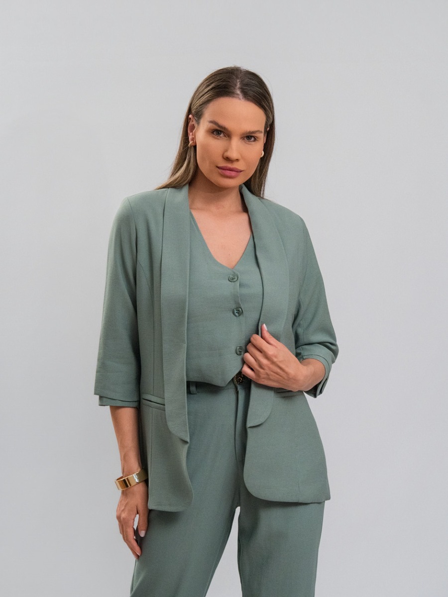 Blazer Reisen Alfaiataria com Manga 3/4 Verde