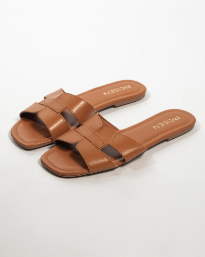 Chinelo H Reisen caramelo com Cabedal em Couro