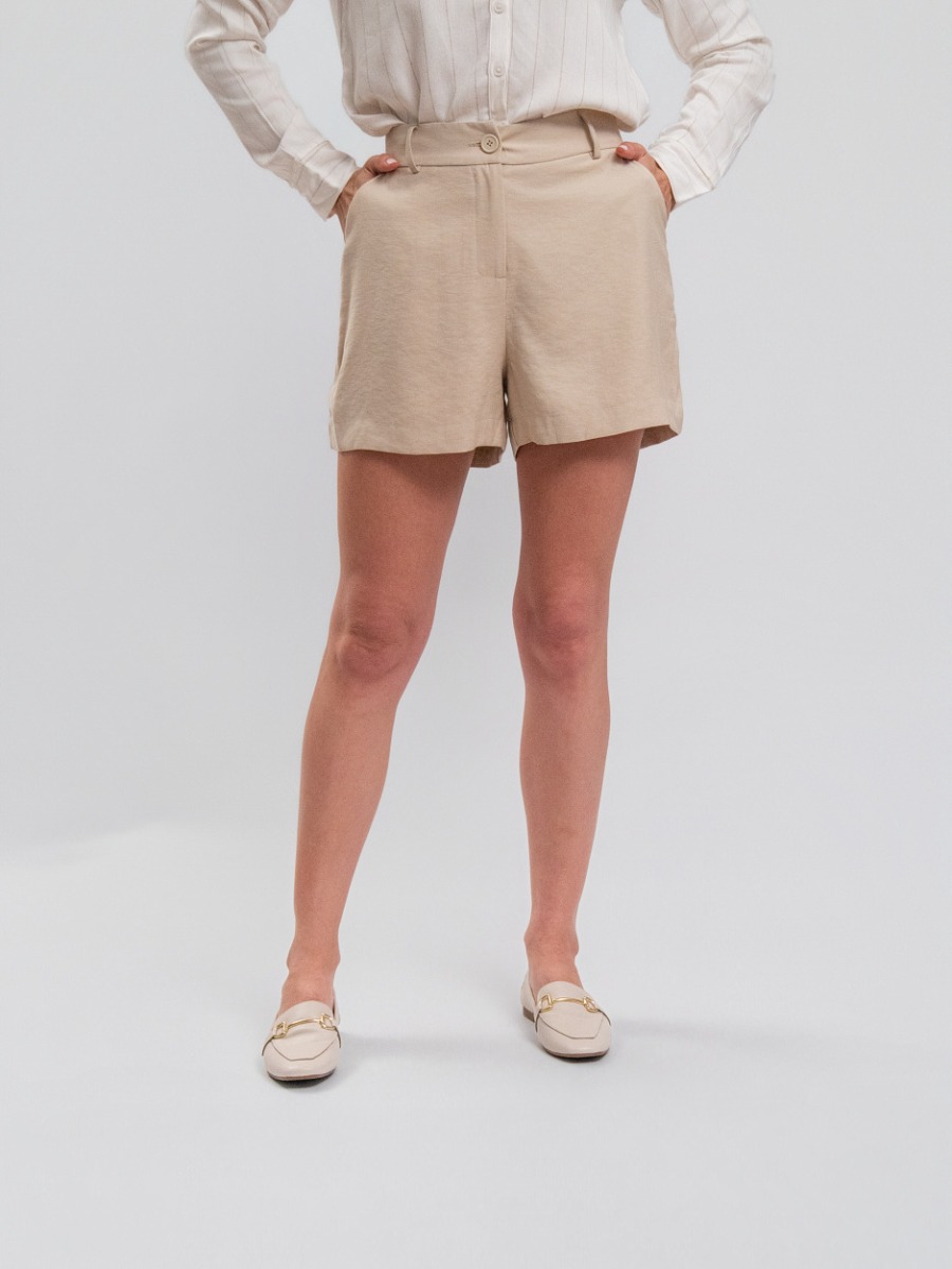 Short Reisen em Tecido Plano Areia