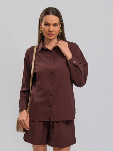 Camisa Reisen Manga Longa Regular Marrom