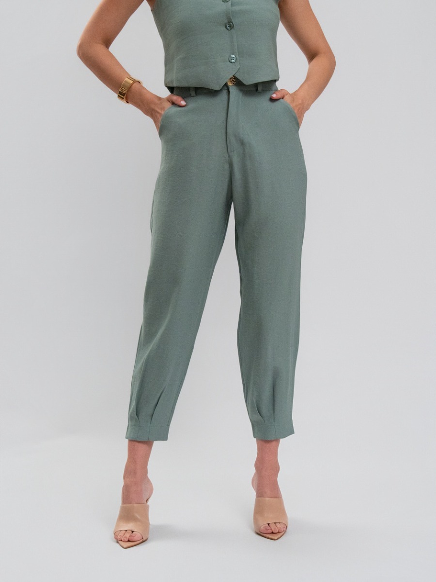 Calça Reisen Alfaiataria Cenoura Verde