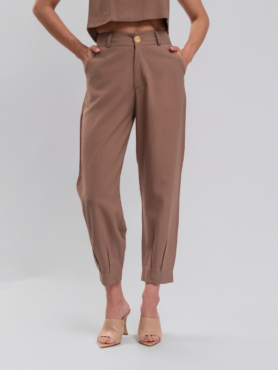 Calça Reisen Alfaiataria Cenoura Castanho