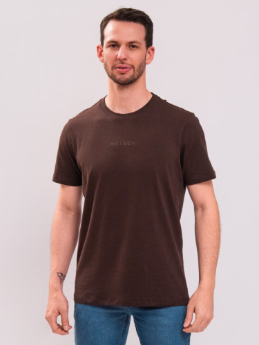 Camiseta Reisen Manga Curta com Estampa Logo Central Marrom