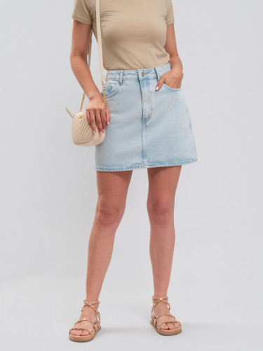 Saia Reisen Jeans Curta sem Elastano Lavagem Clara