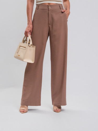 Calça Reisen Wide Leg Alfaiataria Castanho