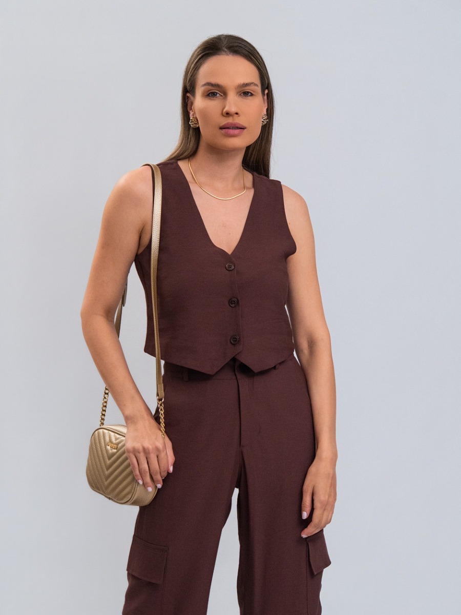 Colete Reisen Alfaiataria Marrom