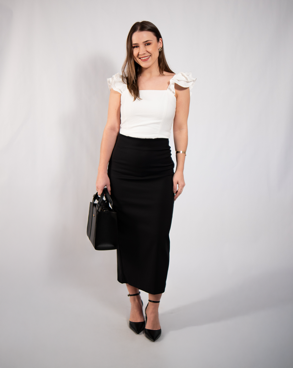 Saia Reisen Em Alfaiataria Midi Preto