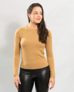 Blusa Reisen Tricô Leve Gola Redonda Bege