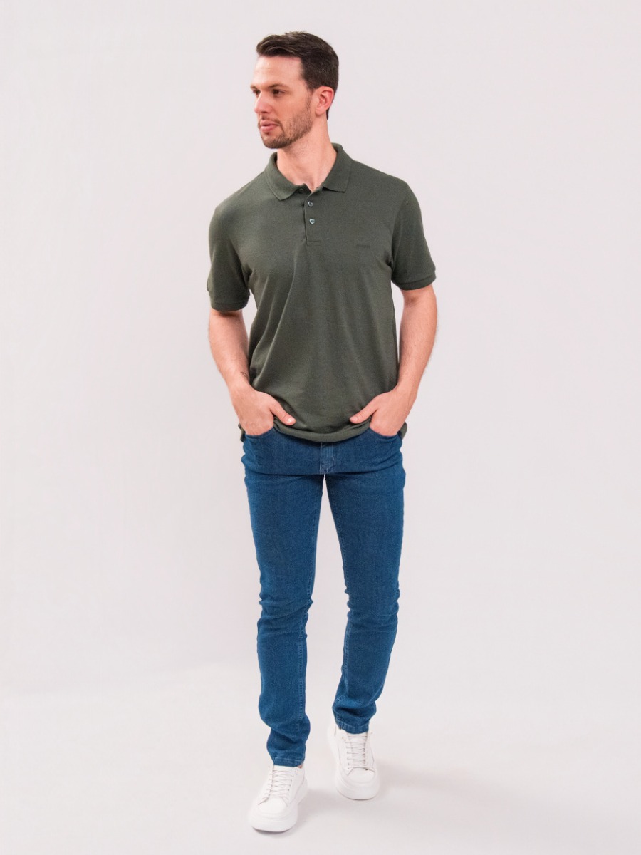 Calça Reisen Slim Lavagem Clássica Escura com Elastano Jeans