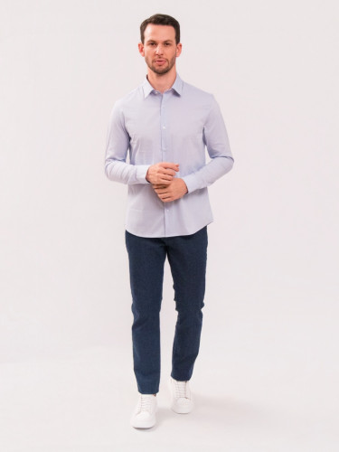 Camisa Reisen Manga Longa Slim Algodão Azul