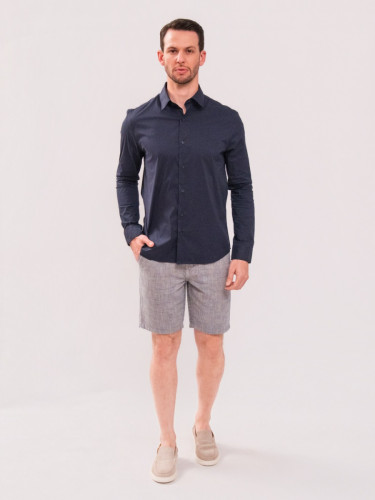 Camisa Reisen Manga Longa Slim Algodão Marinho