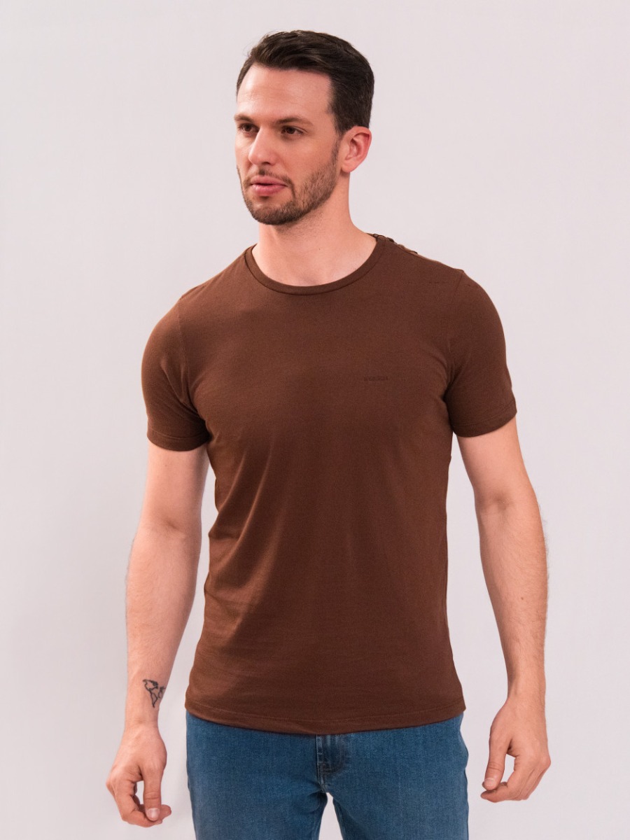 Camiseta Básica Algodão Reisen Chocolate