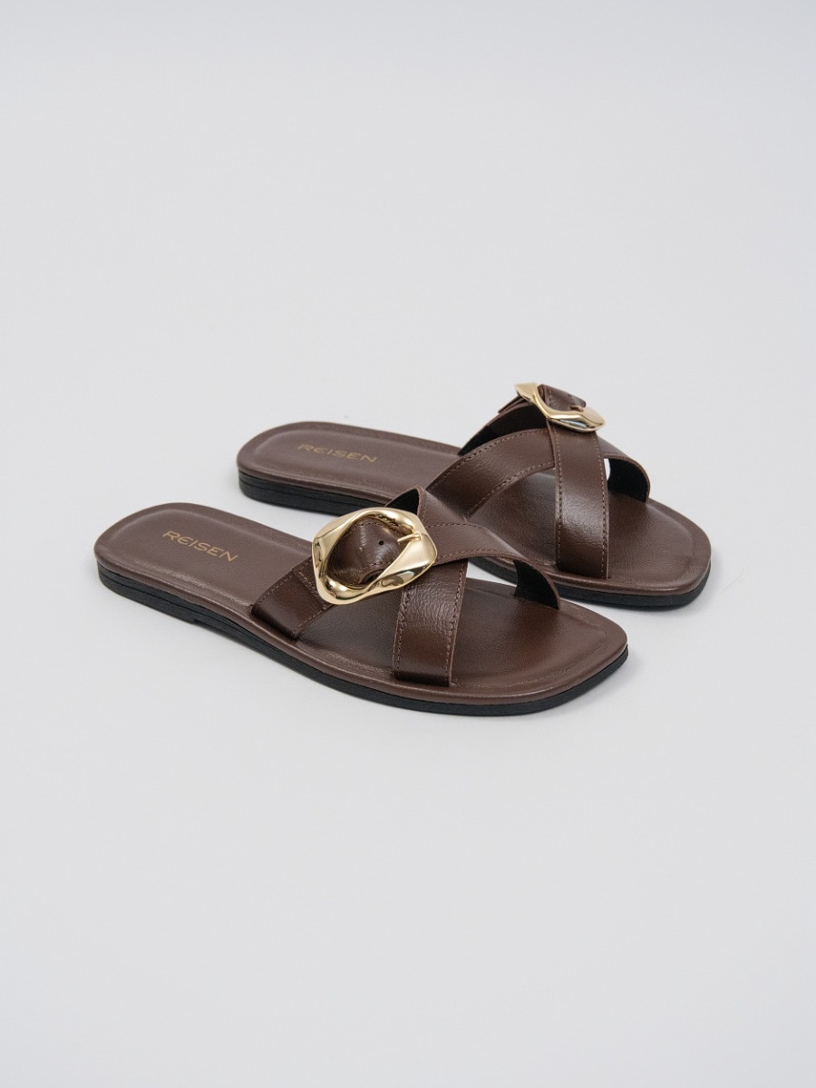 Chinelo Reisen X com Fivela Marrom