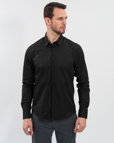 Camisa Reisen Manga Longa Slim Algodão Preto