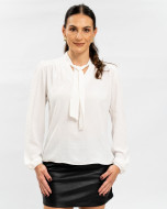 Blusa Reisen Manga Longa Gola Laço Off White
