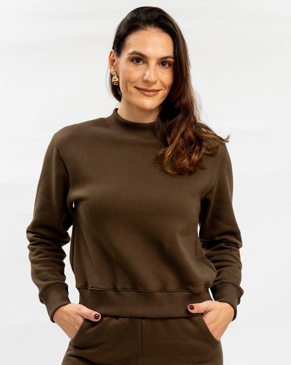 Blusão Reisen Em Moletom Marrom