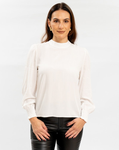 Blusa Reisen Manga Longa Punho Em Lastex Off White