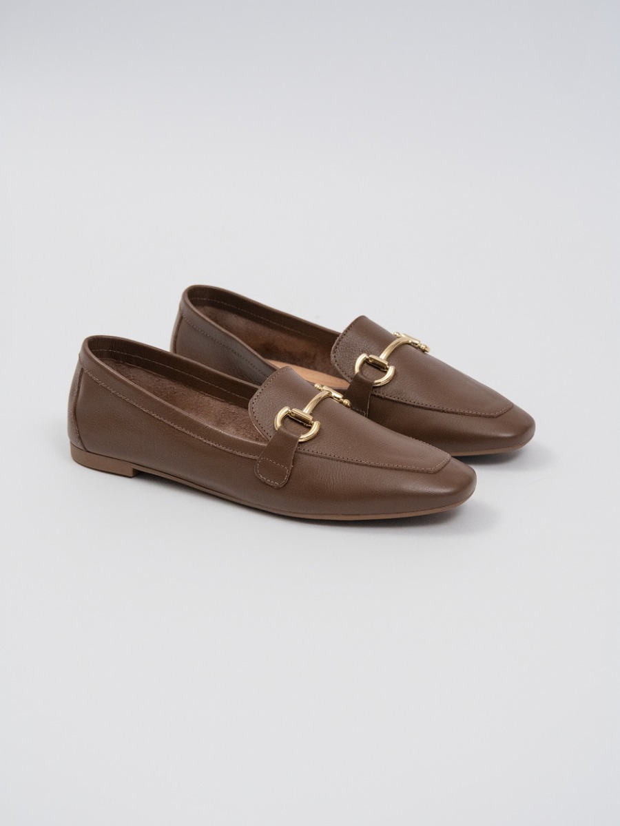 Mocassim Reisen em Couro com Detalhe Metal Marrom