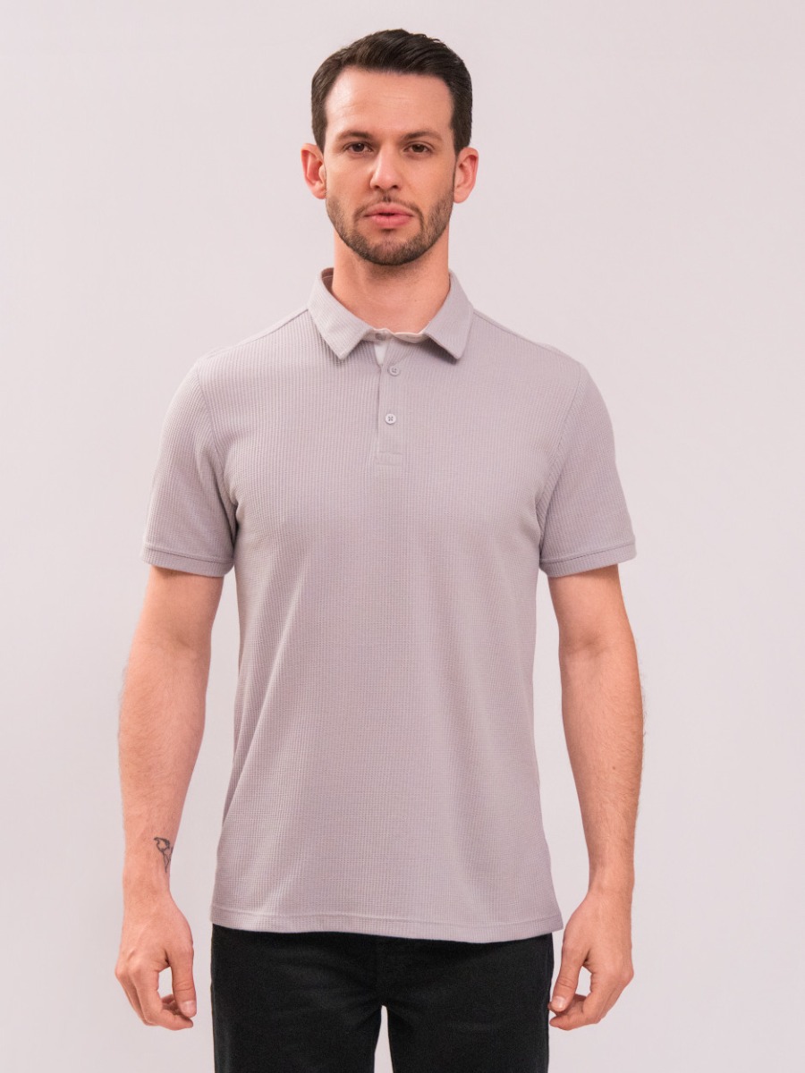 Polo Reisen com Textura Cinza