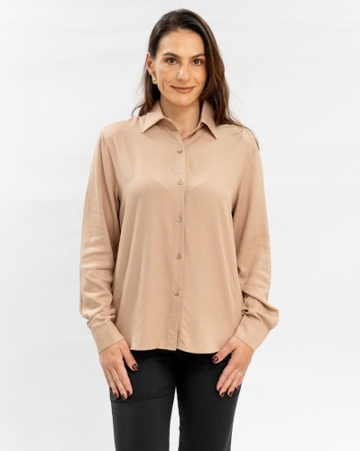 Camisa Reisen Manga Longa Lisa Bege