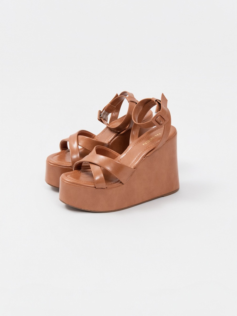 Sandália Reisen Plataforma Camel