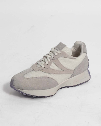 Tênis Reisen Feminino Branco E Cinza Em Tecido E Couro Camurça