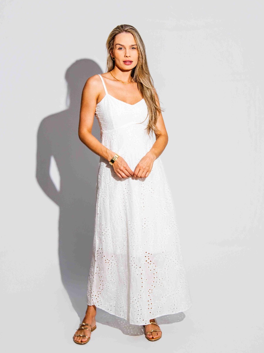 Vestido Reisen Longo em Laise Branco